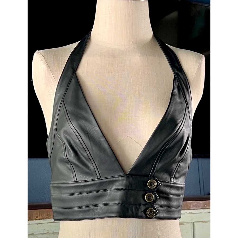 Anthropologie Faux Leather Corset Vest 6